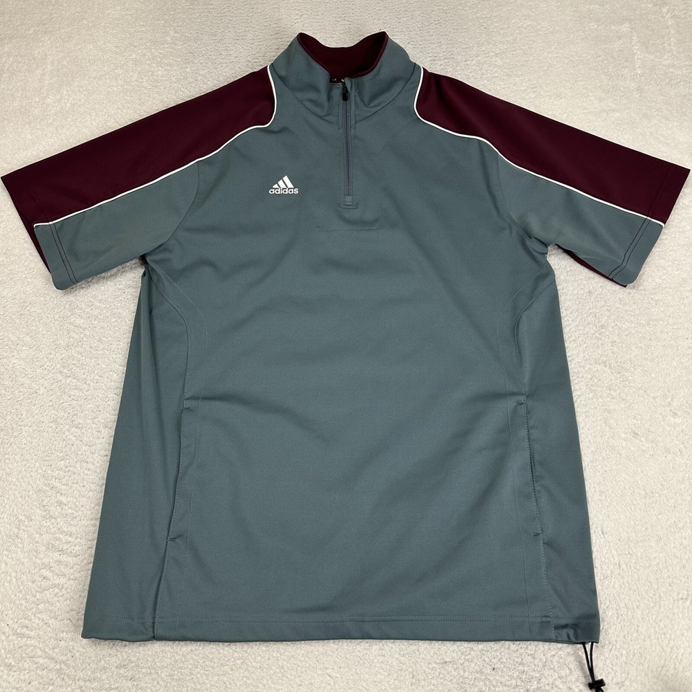 Adidas Coach Wind Shirt‎ Zip Pullover size large Gray Red